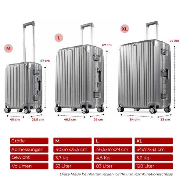 M Größe ABS Koffer | Perfekt kompakt für spontane Reisen | Elegantes Silberdesign – Bild 8