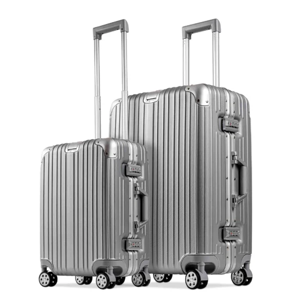 M + L Größe ABS Koffer-Set | Das ultimative Reise-Duo für Vielseitigkeit | Premium Silber-Finish