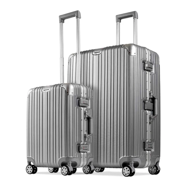 XL + M Größe ABS Koffer-Duo | Das ultimative Reise-Set für jede Reise | Premium Silber-Finish